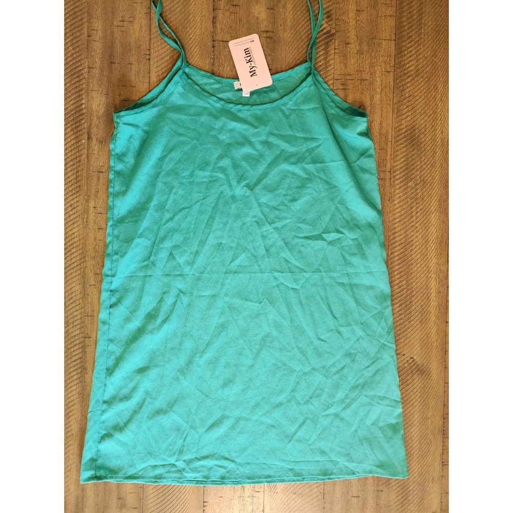 Minuet Out of Office Dress Teal Green Spaghetti Strap Mini Scoop Neck Small